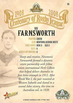 2008 NRL Centenary #16 Viv Farnsworth Back